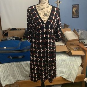 Max Studio Polka Dot Kimono Sleeve Empire Dress